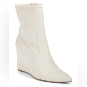 Open Edit Ivory Jimmie Pointed Toe Wedge Bootie - Size 7.5